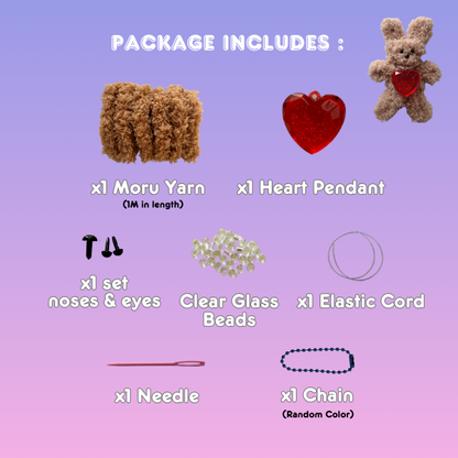 Bag Charm Making Kit - Set of 1 (Crystal Heart)